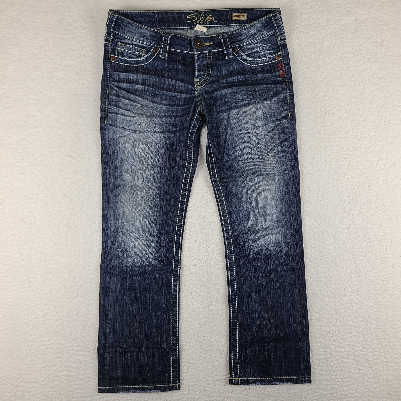 Silver Jeans Womens 27 Blue Santorini Capri Dark Wash Denim